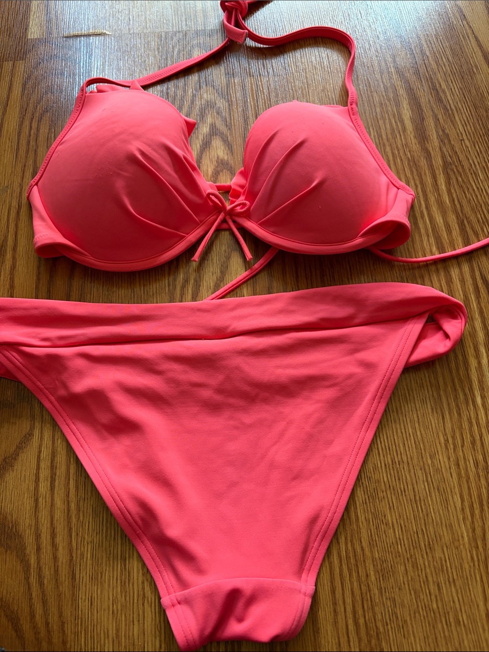 Victoria's Secret Neon Coral Push-Up Bikini Set